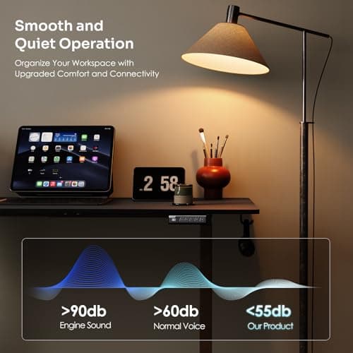 Monomi Electric Standing Desk, 55x24 Inches Height Adjustable Sit Stand up Desk, Large Ergonomic Home Office Desk with Memory Preset Controller,Two-Piece Desktop, Black 5