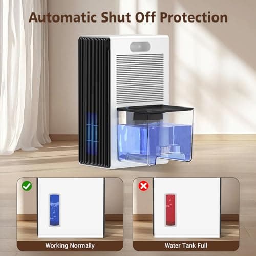NineSky Dehumidifiers for Home, 95 OZ Water Tank, (1000 sq.ft) Dehumidifiers for Bathroom Bedroom Basement with Auto Shut Off,7 Colors LED Light(White) 7