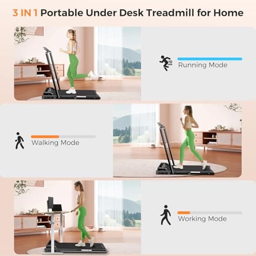 Walking Pad with Handle bar, 2.5HP Portable Electric Treadmills for Home, 3 in 1 Under Desk Treadmill with Remote Control, Walking Pad Treadmill,Small Compact Treadmill with LED Display 5