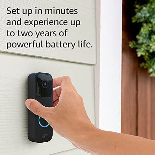 Blink Video Doorbell + Sync Module 2 — Two-way audio, HD video, two-year battery life, motion detection, chime app alerts, Works with Alexa (Black) 5