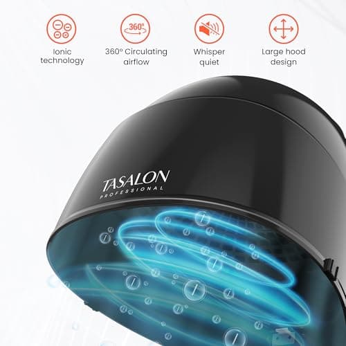 TASALON Portable Hooded Hair Dryer Bonnet, 1875W Height Adjustable Salon Home Hair Dryer with Hood, 3 Heating Settings - Black 6
