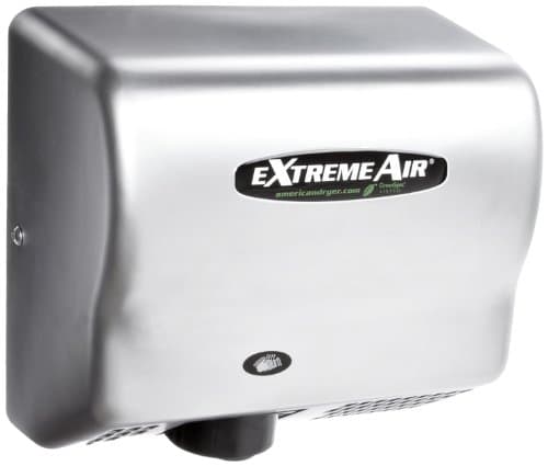 American Dryer ExtremeAir GXT9-SS Stainless Steel Cover High-Speed Automatic Hand Dryer, 10-12 Second Dries, 100-240V, 1,500W Maximum Power, 50/60Hz