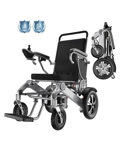 HVREGHY Electric Wheelchair for Adults, Lightweight Foldable Portable All Terrain Power Motorized Wheel Chair, Security & Comfortable & Designed to Last, Weight Capacity 300 lbs, 12.5 Miles Range