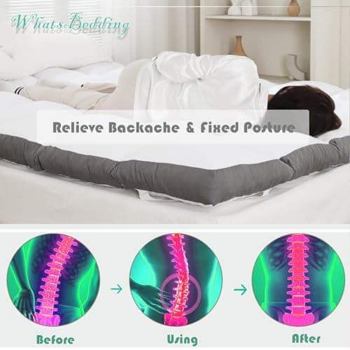 WhatsBedding 4 Inch Mattress Topper King Size Memory Foam Filled Warming Cooling Fluffy & Soft 100% Air Fabirc Top Memory Foam Pillow Top, Anti-Slip Bottom, 4 Elastic Straps, 80x78x4 Inch, King 5