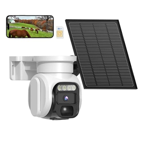 4G LTE Cellular Solar Security Camera Wireless Outdoor, No WiFi Solar Powere Camera Built in SIM Card & Subscription Fee, 350° Live View, 2K Camera with 2 Way Talk, PIR Motion Sensor, Cloud Storage
