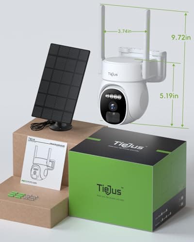 TIEJUS 5G Security Cameras Wireless Outdoor, 2K Solar Cameras Outdoor Wireless, Home Security Surveillance Camera, 360° PTZ/Color Night Vision/2Way Talk/Compatible with Alexa/IP66 Waterproof (White) 8