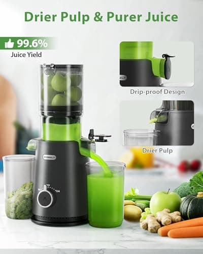 ECOSELF Juicer Machines - Wide Mouth Feed Chute with Self Feeding Hands-Free Design - Cold Press Juicer for Vegetables and Fruits - Juice Extractor Machine High Juice Yield - With Pusher 6