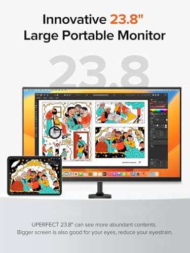 UPERFECT QLED 24" 120Hz Portable Monitor 1080P 125% sRGB 400Nits w/Stand & VESA, HDMI USB-C FHD Travel Monitor for Laptop/Gaming Devices/Phone/Mini PC, External Second Screen for Gaming & Work 7