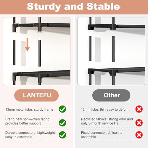 LANTEFUL 10 Tiers Tall Shoe Rack 20-25 Pairs Boots Organizer Storage Sturdy Narrow Shoe Shelf for Entryway, Closets with Hooks, Black 6