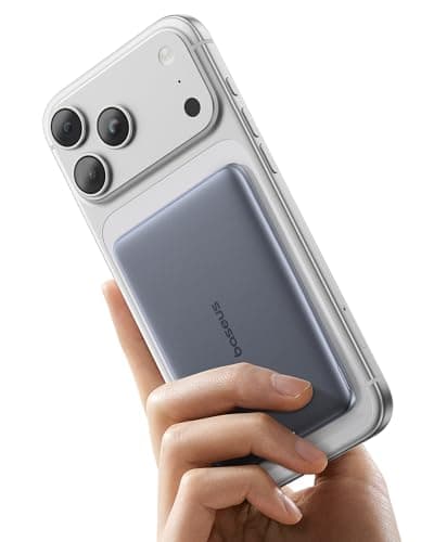 Baseus Picogo Power Bank, 0.3" Ultra Slim 5000mAh MagSafe Battery Pack, Update Polished Alloy Magnetic Portable Charger, Wireless Charger with USB-C Cable for iPhone 17 Pro Max/17 Air/16/15/14/13/12