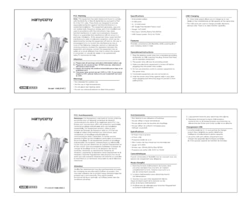 Surge Protector Power Strip - HANYCONY 8 Outlets 4 USB (2 USB C) Charging Ports, Multi Plug Outlet Extender, 5Ft Braided Extension Cord, Flat Plug Wall Mount Desk Charging Station for Home Office ETL 9