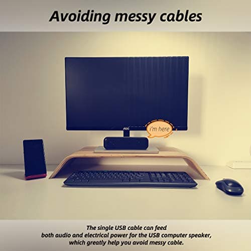 [Upgraded] USB Computer /Laptop Speaker with Stereo Sound & Enhanced Bass, Portable Mini Sound Bar for Windows PCs, Desktop Computer and Laptops 5