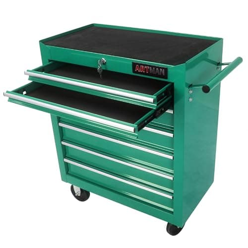 Aoile 7-Drawer Tool Chest with Rolling Multifunctional Tool Cart, Storage Organizer Cabinets with Key Locking for Garage, Warehouse, Repair Shop (Green) 6