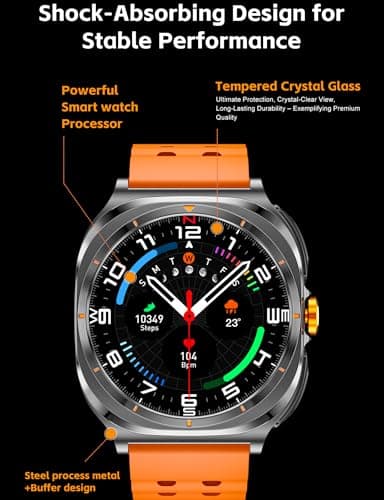 Ateclouds Smart Watch with Wireless Earbuds, Fitness Tracker Sports Watch, Compatible iPhone Android,Heart Rate Monitor, Sport Band Bluetooth Call Watches for Men 1.53" Steel Material Ultra-Thin Body 6