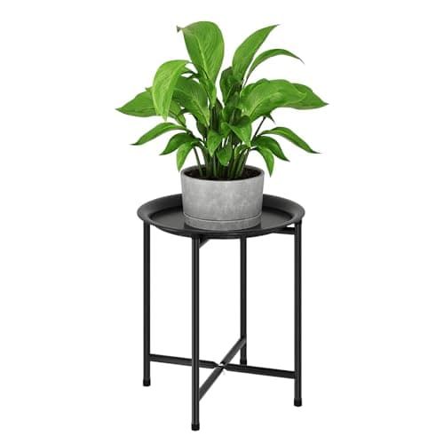 Bamworld Plant Stand Indoor Tall Plant Table for Large Plants Outdoor Plant Stool Metal Plant Holder for Patio Garden Balcony Living Room Black
