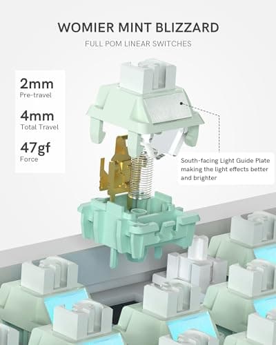 Womier SK65 Wireless Mechanical Gaming Keyboard with Knob, 60 Percent Aluminium Keyboard for PC, Bluetooth 5.0/2.4GHz/USB-C Wired, Hot Swappable Custom Lineaner Switch, RGB Backlit (Silver V2) 7