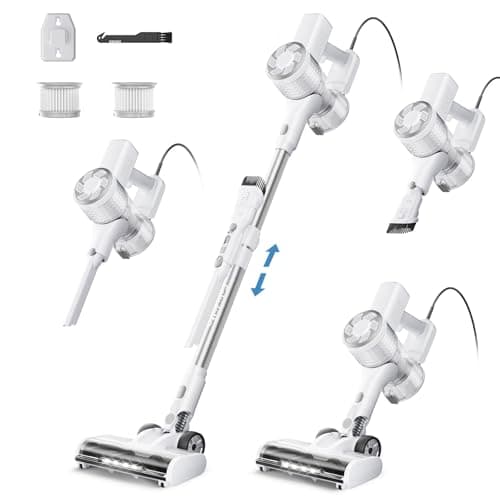 FABULETTA 23Ft Corded Stick Vacuum, 600W Power Stick Vacuum with Telescopic Alloy Tube, 6 in 1 Ultra- Light Corded Vacuums Cleaner Converts to a Hand Vacuums, Great for Pet Hair & Hard Floor