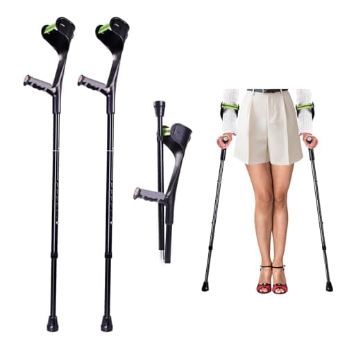 Forearm Crutches for Adults(1 Pair), Adjustable Arm Crutches, Aluminum Crutches for Walking, Folding Forearm Crutches, Non-Slip Crutches for Adults, Lightweight, Detachable, Portable, for Leg Support