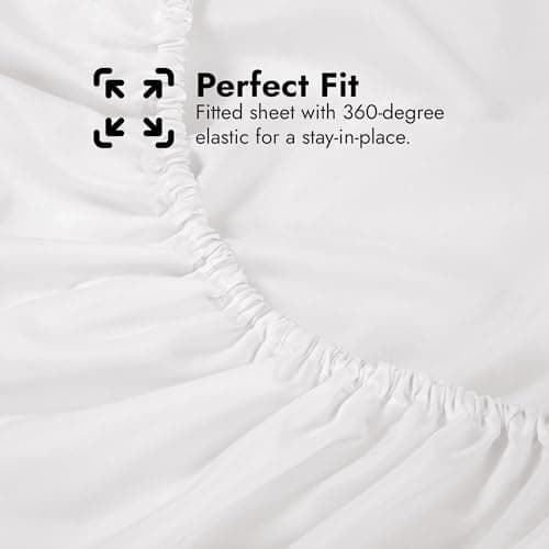 Royale Linens Extra Deep Pocket Full Fitted Sheet Only - Full Size Deep Pocket White Fitted Sheet - Fits 18 inch to 24 inch Thick Mattress - Soft & Breathable Elastic Sheets (54x75 Inches, White) 6