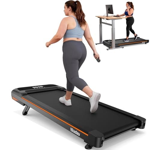 Niceday Walking Pad Treadmill with 10% Auto Incline, 400lbs Capacity, Under Desk Treadmill for Home Office, 3HP Super Quiet Brushless, 16.5" Widened Running Belt, Magnetic Remote & Preset Goal, Orange