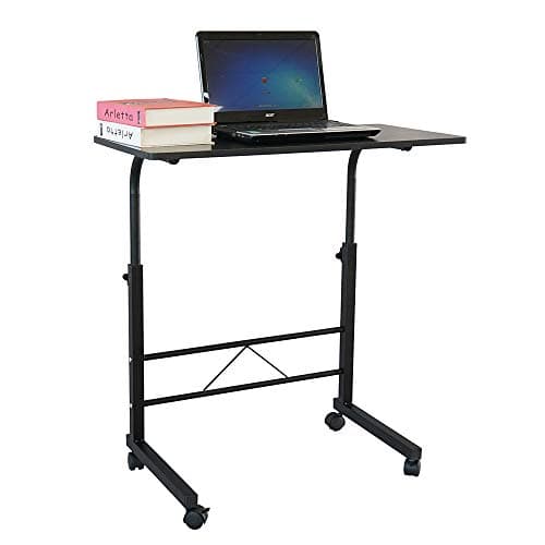 Karl home Side Table Mobile Standing Desk Adjustable Height Portable Laptop Table, TV Tray Computer Workstation Sofa Bed Teble for Home Office, Desktop 23.62" L x 15.75" W, Black