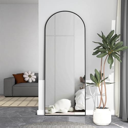 NEUWEABY Full Length Mirror 64"x21" Arch Floor Mirror with Stand Arched Mirror Full Body Mirror Black Standing Hanging or Leaning Against Wall for Bedroom Entry, Bedroom, Living Room 6