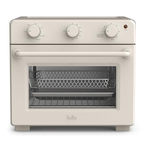 bella Air Fry Toaster Oven, 7 Preset Cooking Options, Dishwasher-Safe EverGood Coated Trays Included, 60-Minute Auto Shutoff w Audible Timer, Power Indicator Light, 1700 Watt, Oatmilk