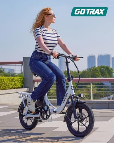 Gotrax NEPHELE 16" Folding Electric Bike, Max Range 28Miles(Pedal-assist) &15.5Mph Power by 350W Motor, Front Suspension&Adjustable Seat and Handlebar, Commuter Electric Bicycle for Adults/Teens White 7
