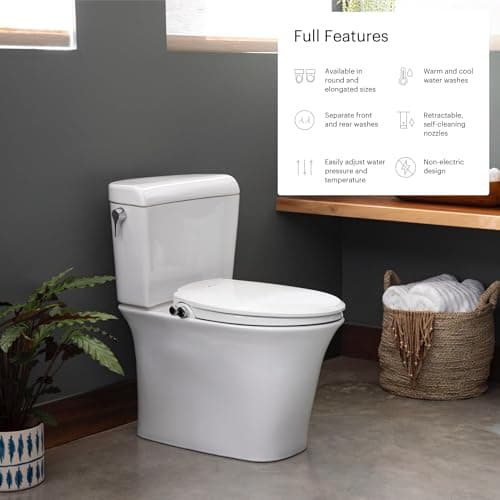 Brondell Bidet Toilet Seat, Non-Electric Swash Ecoseat, Fits Elongated Toilets, White - Dual Temperature, Dual Nozzle System - Bidet with Easy Installation 5