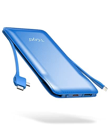 TG90° 10000mah Power Bank Portable Charger with Built-in Cables(No AC Plug), Portable Phone Charger Battery Backup Compatible with iPhone 17 16 15 14 13 12 and Android Phones