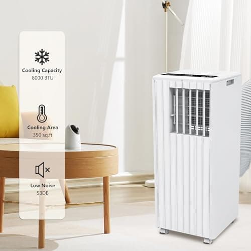 Hipicute 8,000 BTU Portable Air Conditioner, Smart Control, Cools up to 350 Sq. Ft., with Dehumidifier & Fan mode, Easy- to-use Remote Control & Window Installation Kit Included 4