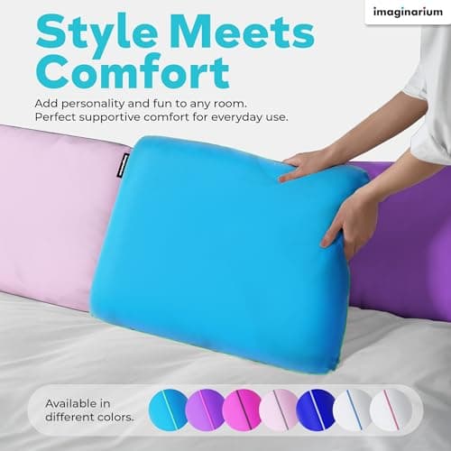 Imaginarium Memory Foam Pillow for Bed - 16" x 24" Standard – Fun Decorative Colorful Pillow for Sleeping - Back, Stomach & Side Sleepers – Includes Cooling Cover (Party Pink) 6