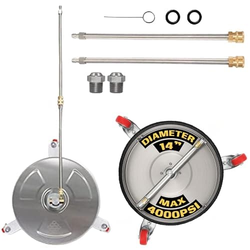EDOU Direct 14" Pressure Washer Surface Cleaner with Wheels | Stainless Steel Disc Concrete Cleaner | Heavy Duty Power Washer for Floor Driveway, Patio | 4,000 PSI Max Working Pressure