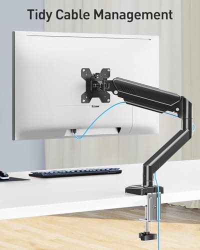 Single Monitor Arm Fits up to 32 Inch, Desk Mount Holds 4.4-19.8lbs Computer Screen, Full Motion Gas Spring, VESA Mount 75x75, 100x100, Freelift 9