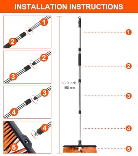 KeFanta Heavy Duty Push Broom Garden Broom 18 inches for Deck Driveway Garage Yard Patio Concrete Wood Stone Floor Cleaning 5