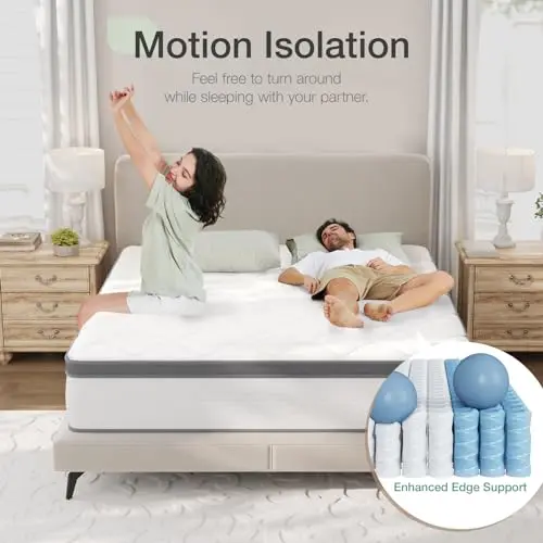 Novilla Queen Size Mattress, 10 Inch Queen Mattress in a Box, Pocket Innerspring Mattresses for Motion Isolation, Pressure Relief,Soft Feel but Supportive 5