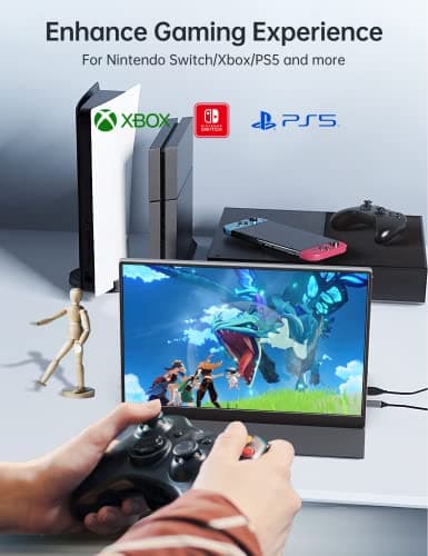 ForHelp 2.5k Portable Monitor 16inch 2560X1600 USB C Laptop Monitor HDMI Computer Display HDR IPS Gaming Screen w/Smart Cover & Dual Speakers for PC Mac Phone Xbox PS5 Switch Laptop 5