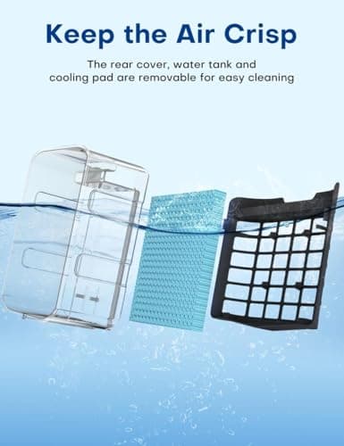 CENSTECH 4-IN-1 Portable Air Conditioners, Evaporative Air Cooler w/4 Modes & 3 Speeds, 15H Timer for Smart Auto-off, 2-Gal Tank for 20H Cooling,17FT Remote,No Hose Needed,120°Oscillating Swamp Cooler 8