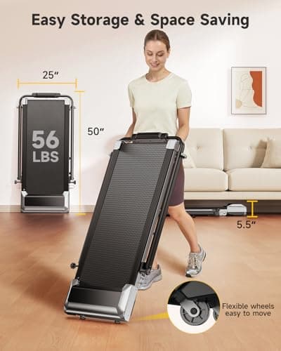 TOPUTURE Walking Pad Treadmill with 12% Incline, 6 in 1 Folding Treadmill with Adjustable Handle Bar for Home/Office, Under Desk Treadmills Portable Walking Pad with App, Remote Control & LED Display 9