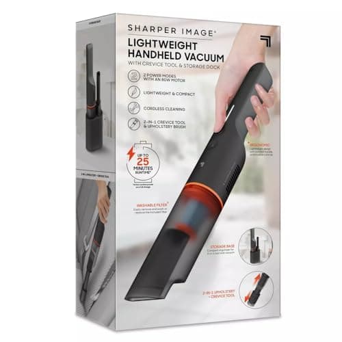 Sharper-Image Lightweight Handheld Vacuum Cordless, Portable Rechargeable Cleaner, Powerful Suction, 2-in-1 Upholstery & Crevice Tool, Compact Car Vacuum for Pet Hair, Home, Office 9