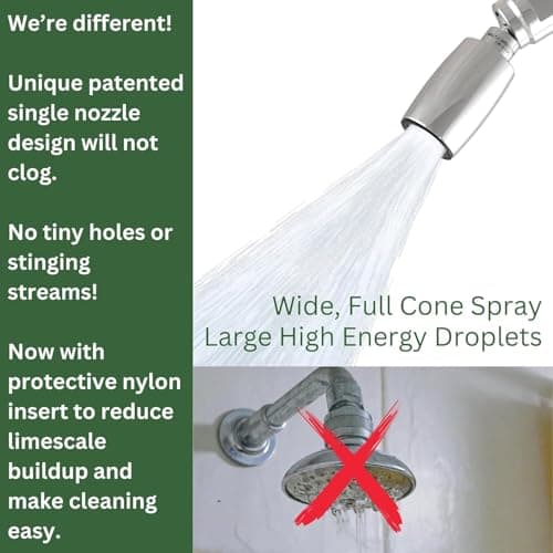 High Sierra® - CLASSIC™ Solid Lead-Free Metal 1.5 GPM Award Winning. Ultra Low Flow Shower Head. Patented Nozzle Never Clogs - Polished Chrome Finish 2