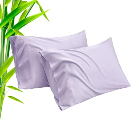TELUS Pillow Cases Standard Size 2 Pack, Bamboo Rayon Cooling Pillowcases with Envelope Closure, Cool Breathable Pillow Cover for Hot Sleeper & Night Sweats, 20x26 inch, Purple