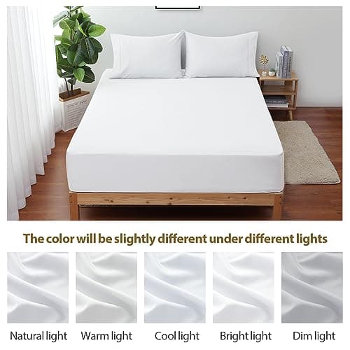 Queen Size Fitted Sheet Only White, 100% Egyptian Cotton 600 Thread Count, 16" Deep Pocket Premium Cotton Mattress Sheet (1 Bottom Sheet Only) 6