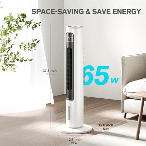 Windowless Portable AC, 37.53’’ 3-IN-1 Portable Evaporative Air Cooler w/Remote, 12H Smart Timer, 70° Oscillation, 2.5L Removable Water Tank & 3 Ice Boxes, Quiet Cooling Tower Fan For Home Office 6