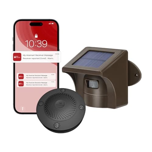 eMACROS Pro 3 Smart Solar Driveway Alarm System (2.4G Wi-Fi), App Push Notifications, 1/2 Mile (2600 ft) Wireless Range Motion Sensor & Plug-in Receiver, Weatherproof Property Alert (No Camera)