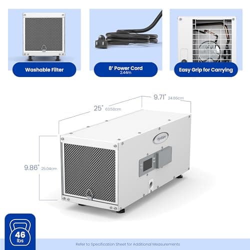 AprilAire E050 Dehumidifier – Compact, 50 PPD for Crawl Spaces, Attics, Garages, Basements up to 1,600 Sq. Ft., Part of the AprilAire Healthy Air System 14
