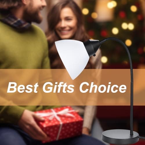 RISLG LED Desk Lamp for Home Office, 3 Levels Dimmable Reading Light, Flexible Table Lamp for Bedside Office, Rotary Switch Control, Desk Lamp for College Dorm Study Lamp, Bulb Included, Black 7