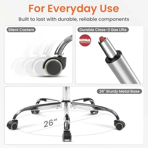 NEO Chair Office Desk Ergonomic Gaming Chair High Back Adjustable Computer Chair with Wheels and Lumbar Support Comfy Leather Executive Swivel (Black) 8