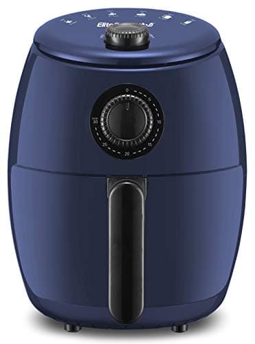 Elite Gourmet EAF-0201BG Personal 2.1 Qt. Compact Space Saving Electric Hot Air Fryer Oil-Less Healthy Cooker, Timer & Temperature Controls, 1000W, Quart, Blue Gray