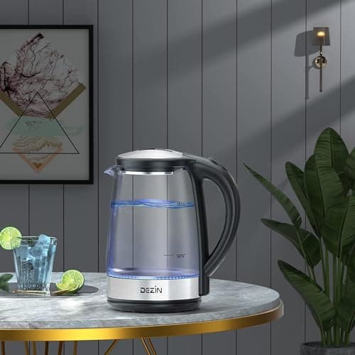 Dezin Electric Kettle, BPA-Free 2L Electric Water Heater, Glass Electric Tea Kettle, 304 Stainless Steel Hot Water Kettle Warmer with Fast Boil, Auto Shut-Off & Boil Dry Protection, for Coffee, Tea 6
